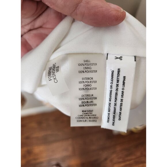 Calvin Klein lace V-Neck 3/4 sleeve Belted ruffle dress. - Picture 4 of 5